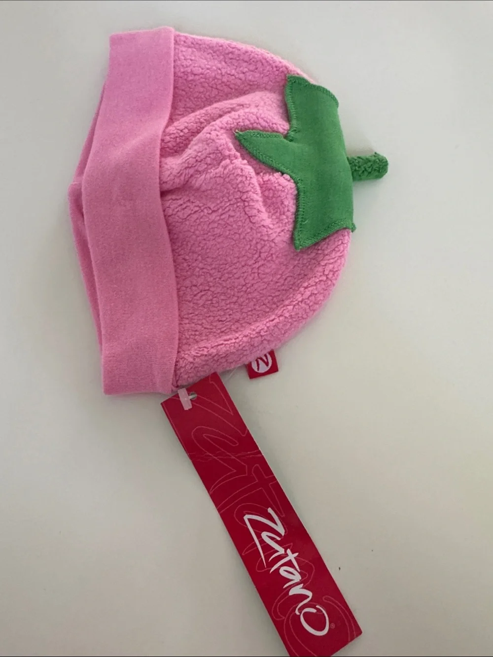 Zutano 6M 6 Months Pink Strawberry Hat with Green Leaf Top 100% Cotton